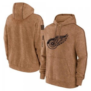 Men's Detroit Red Wings Brown 2023 Salute to Service Club Pullover Hoodie -