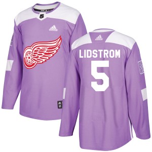Men's Adidas Detroit Red Wings Nicklas Lidstrom Purple Hockey Fights Cancer Practice Jersey - Authentic
