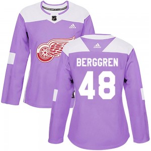 Women's Adidas Detroit Red Wings Jonatan Berggren Purple Hockey Fights Cancer Practice Jersey - Authentic