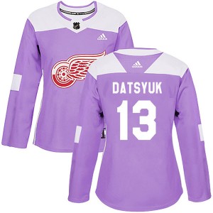 Women's Adidas Detroit Red Wings Pavel Datsyuk Purple Hockey Fights Cancer Practice Jersey - Authentic