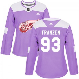 Women's Adidas Detroit Red Wings Johan Franzen Purple Hockey Fights Cancer Practice Jersey - Authentic