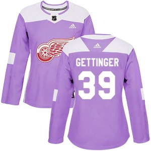 Women's Adidas Detroit Red Wings Tim Gettinger Purple Hockey Fights Cancer Practice Jersey - Authentic