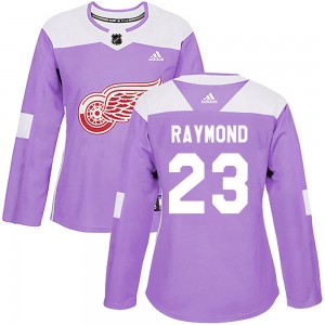 Women's Adidas Detroit Red Wings Lucas Raymond Purple Hockey Fights Cancer Practice Jersey - Authentic