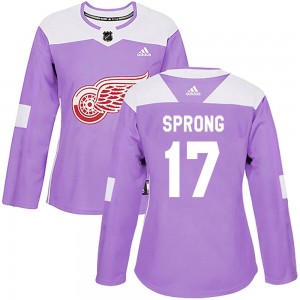 Women's Adidas Detroit Red Wings Daniel Sprong Purple Hockey Fights Cancer Practice Jersey - Authentic