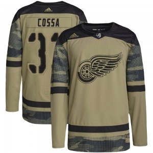 Youth Adidas Detroit Red Wings Sebastian Cossa Camo Military Appreciation Practice Jersey - Authentic