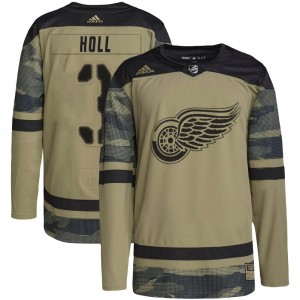 Youth Adidas Detroit Red Wings Justin Holl Camo Military Appreciation Practice Jersey - Authentic