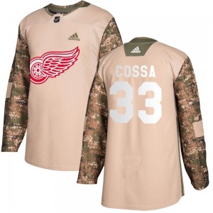 Youth Adidas Detroit Red Wings Sebastian Cossa Camo Veterans Day Practice Jersey - Authentic