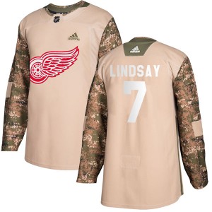 Youth Adidas Detroit Red Wings Ted Lindsay Camo Veterans Day Practice Jersey - Authentic