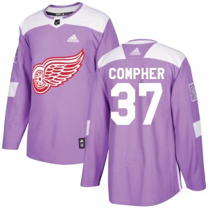 Youth Adidas Detroit Red Wings J.T. Compher Purple Hockey Fights Cancer Practice Jersey - Authentic