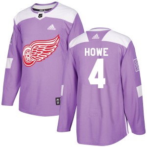 Youth Adidas Detroit Red Wings Mark Howe Purple Hockey Fights Cancer Practice Jersey - Authentic