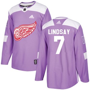 Youth Adidas Detroit Red Wings Ted Lindsay Purple Hockey Fights Cancer Practice Jersey - Authentic