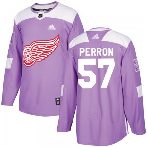Youth Adidas Detroit Red Wings David Perron Purple Hockey Fights Cancer Practice Jersey - Authentic