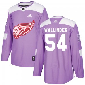 Youth Adidas Detroit Red Wings William Wallinder Purple Hockey Fights Cancer Practice Jersey - Authentic