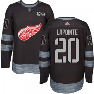 Men's Detroit Red Wings Martin Lapointe Black 1917-2017 100th Anniversary Jersey - Authentic