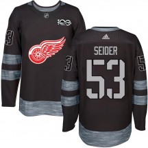 Youth Detroit Red Wings Moritz Seider Black 1917-2017 100th Anniversary Jersey - Authentic