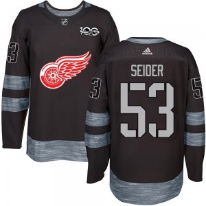 Youth Detroit Red Wings Moritz Seider Black 1917-2017 100th Anniversary Jersey - Authentic